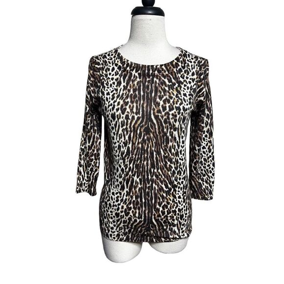 J. Crew 3/4 Sleeve Animal Print Wool Sweater Leopard Print - Picture 1 of 4